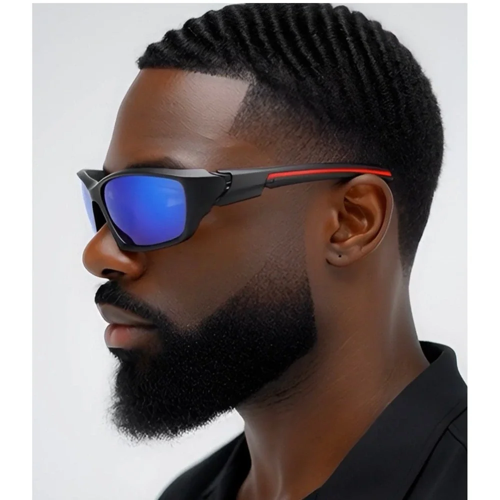 Sport Polarized Sunglasses Blue Mirror Lens Cycling Running Glasses Mens Outdoor